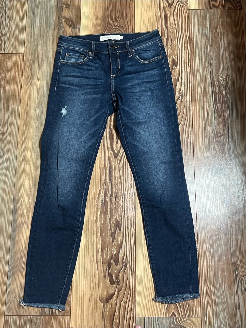 Hidden Womens Dark Indigo Skinny Ankle Jeans with Frayed Hem NWOT